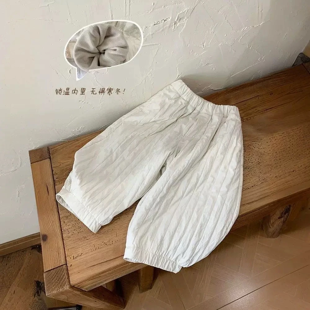 儿童冬装韩版棉裤男宝宝纯色洋气夹棉男女冬季保暖裤子