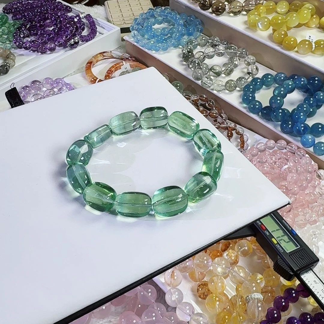 水晶手镯未镶嵌清****8绿莹石糖豆11