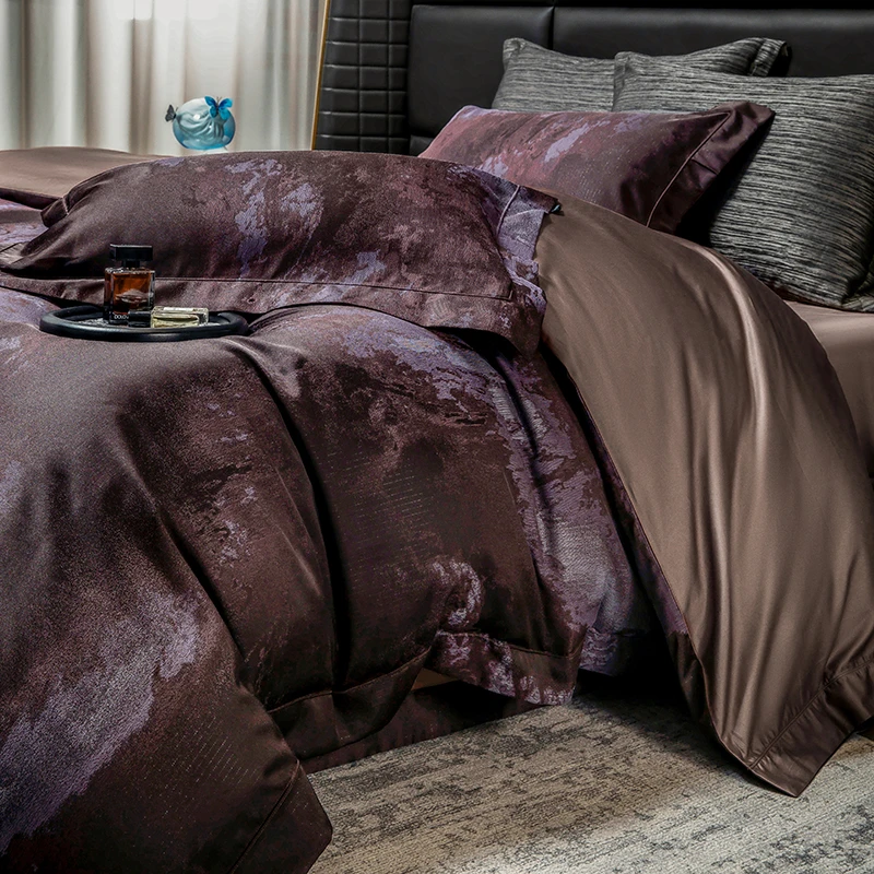 【LANRENMIAO】暮紫-新款重磅高精密色织提花床上用品四件套