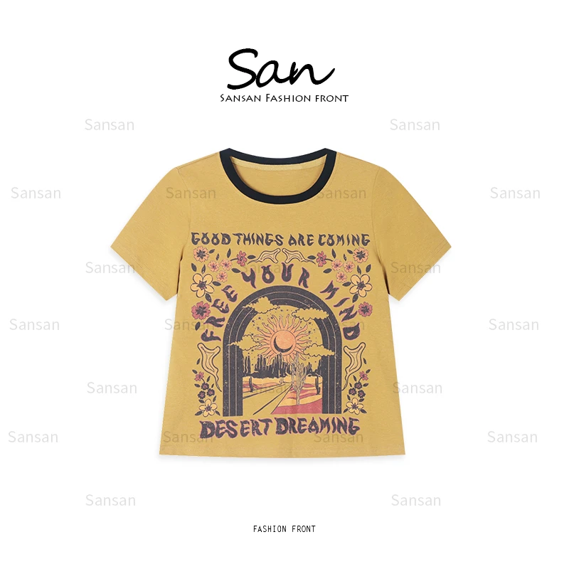 【SANSAN】‘梦想沙漠‘’’撞色印花T恤DY-50077