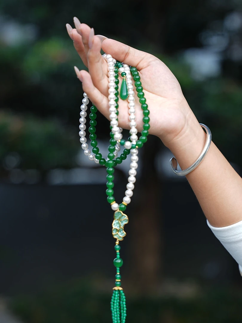 铜合金贝壳吊坠 青珐翠【斜挎链】斜挎链礼物结婚古韵国风手工绿色