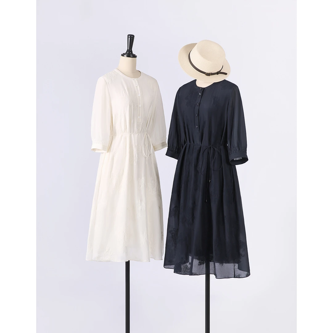【九月木兮】桑蚕丝+棉/重工刺绣双版本A字女神连衣裙S81647SQEAG