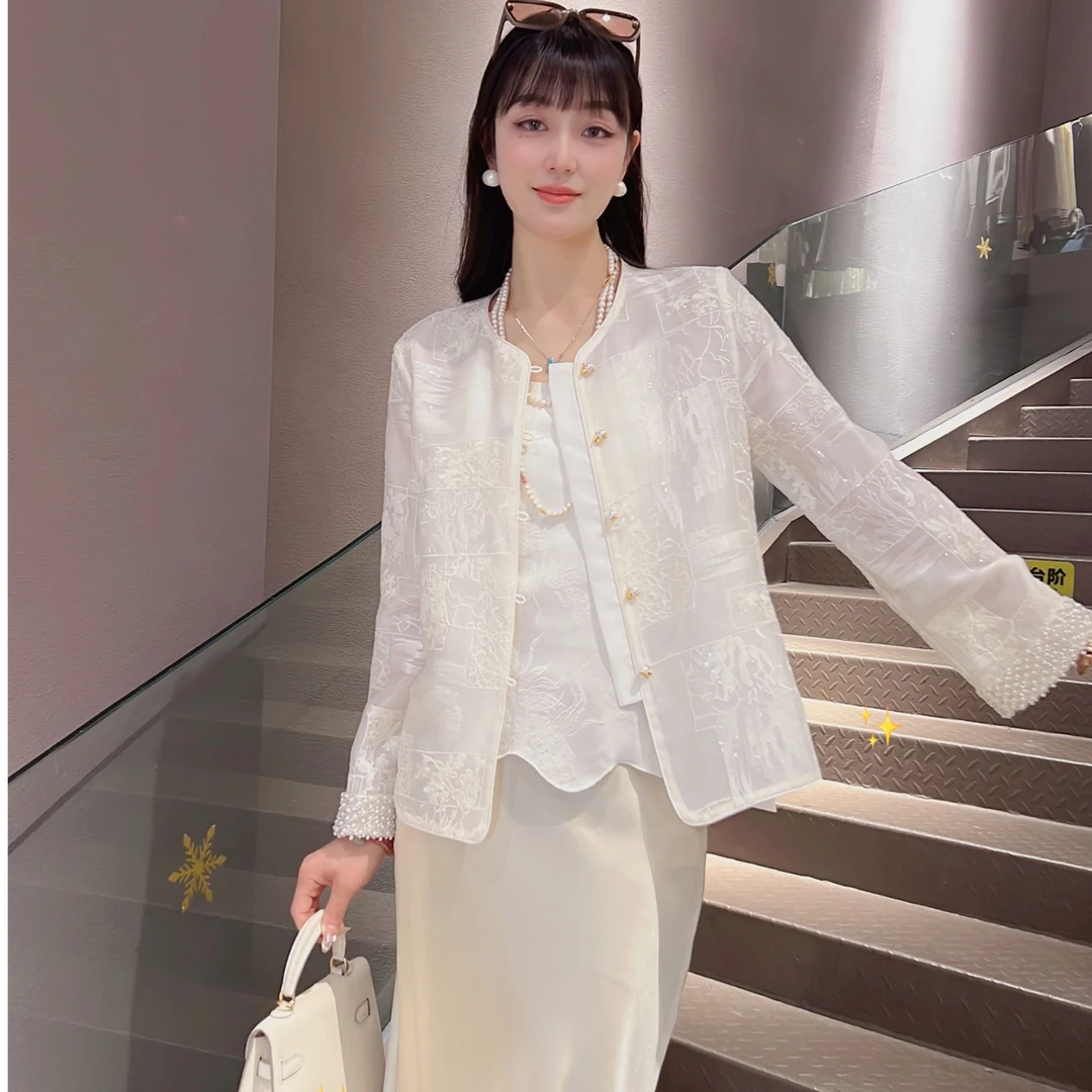 《ELFBOX》时尚气质新中式显瘦中国风复古短款刺绣百搭外套4037