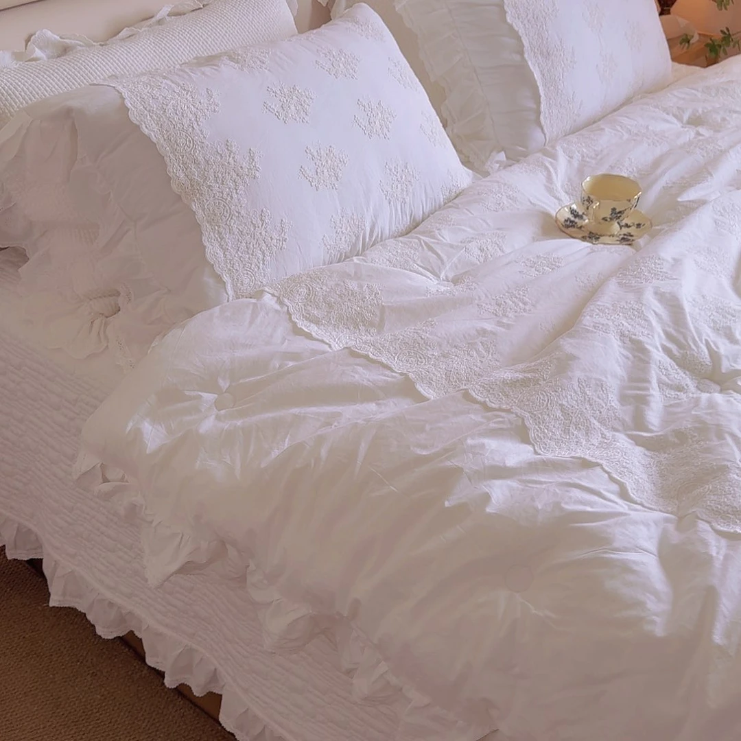 棉白色卡尔斯春秋被四件套被200×230床盖240×260