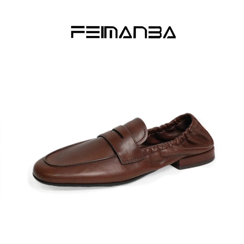 【FEIMANBA】英伦风经典方圆头乐福鞋