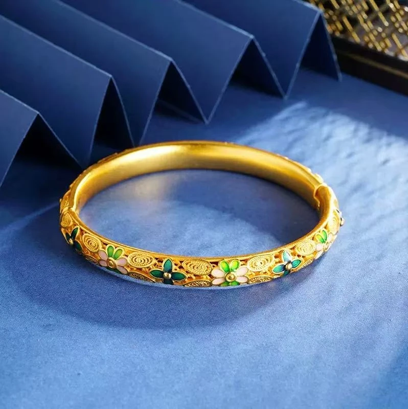 铜合金手镯 精美开口樱花手镯