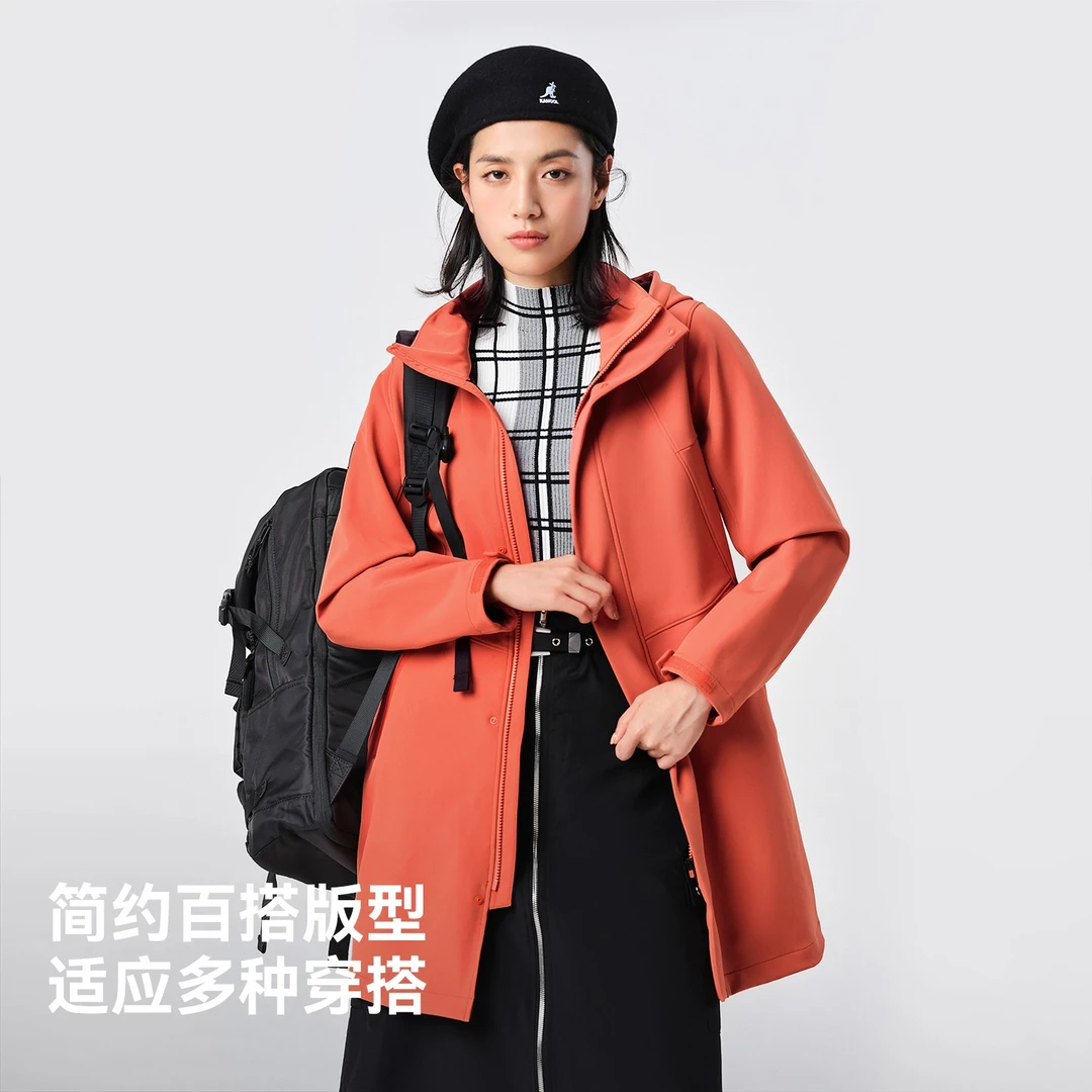 伯希和单层户外软壳冲锋衣防风防水抓绒保暖旅行外套中长款夹克