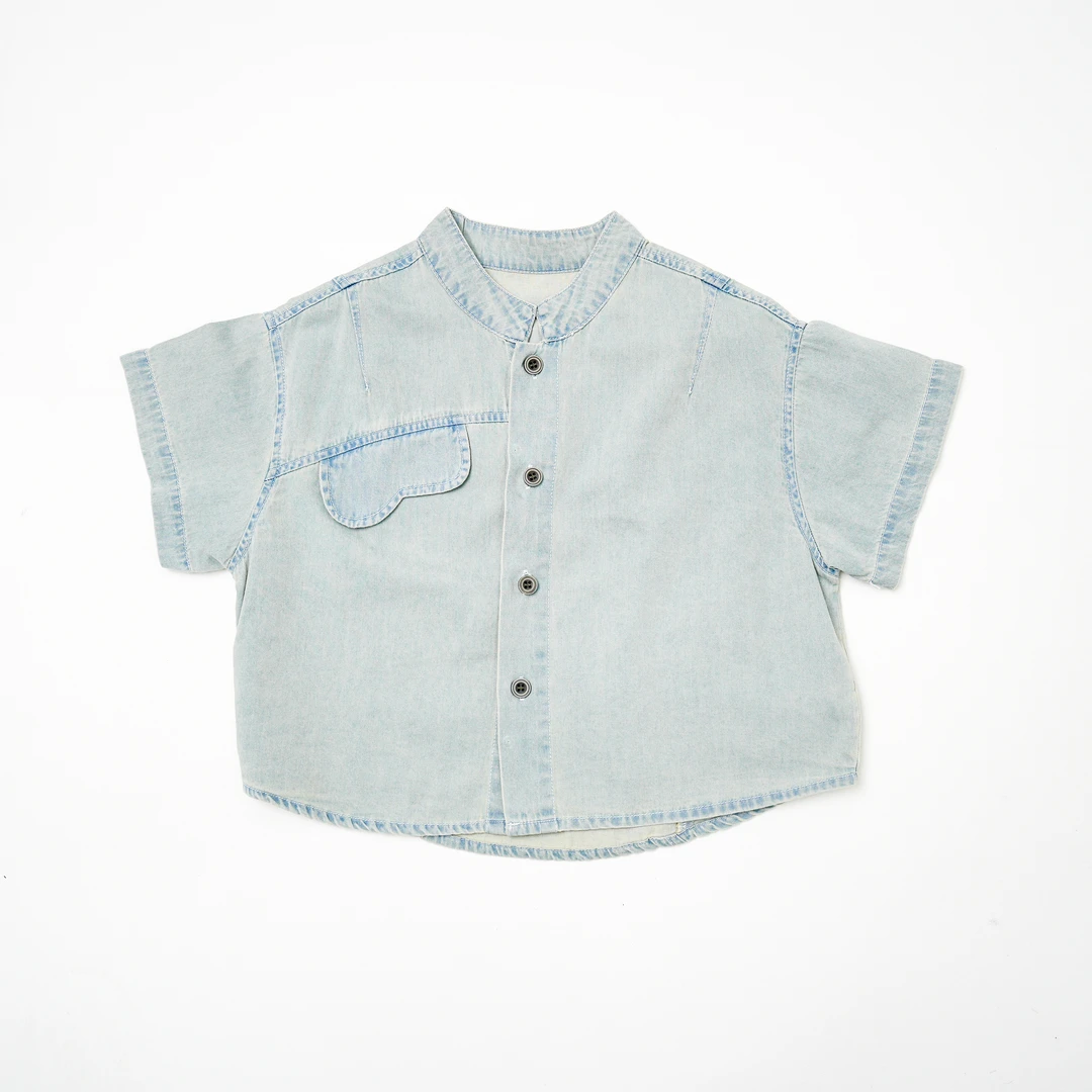 夏季纯色常规单排扣休闲风男套装蓝色拼接短袖时尚夏款