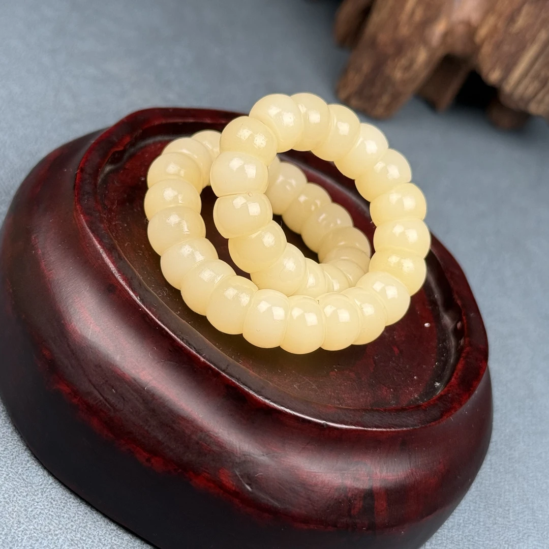 X019天然玉化料驼骨大肠手串10mm 保真天然牙骨角
