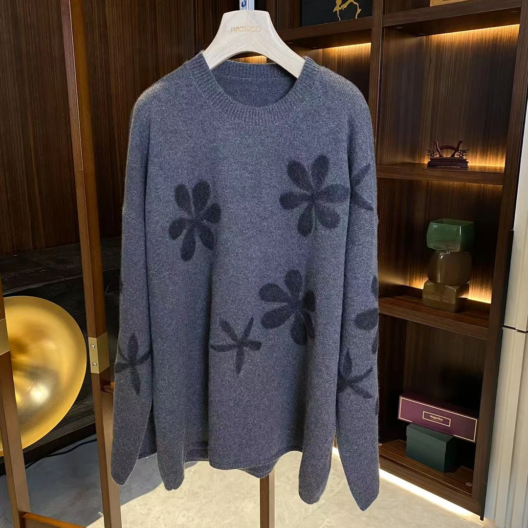 花朵绣花羊绒毛衣  MY0611