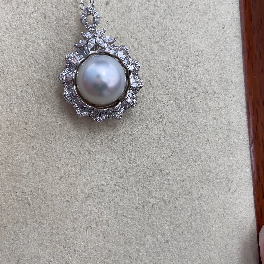 海水珍珠银S925镶嵌颈饰