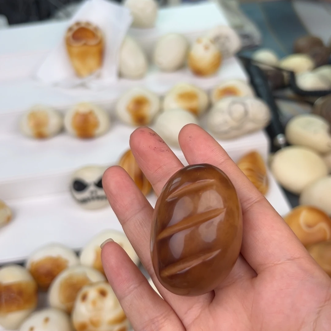 菩提根/象牙果把件清*风雕刻巧克力面包打孔不编绳