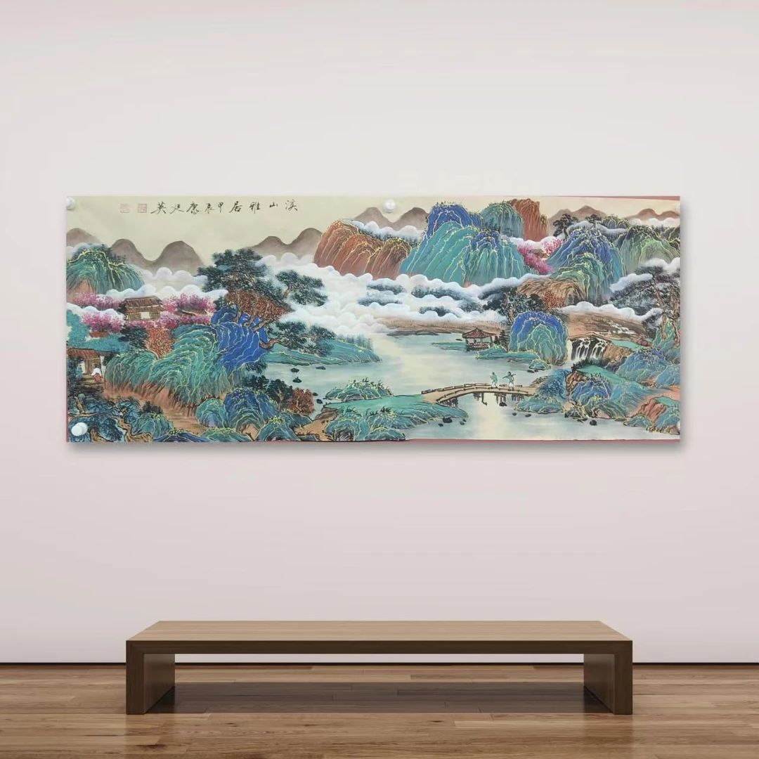 康廷英-手绘国画-1-7-溪山雅居-小六-宣纸-客厅办公室挂画