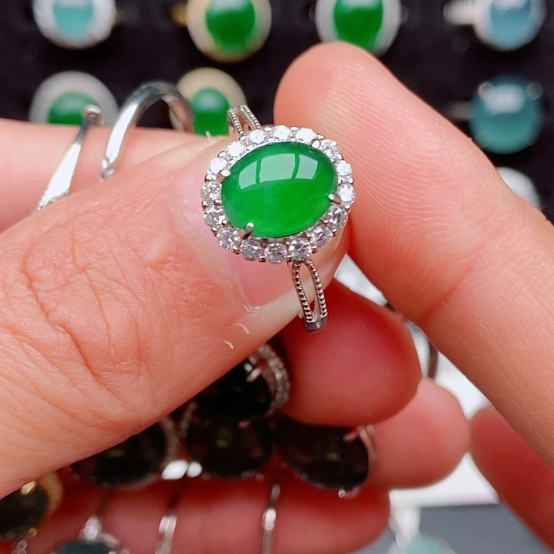 翡翠戒指银S925镶嵌0648242