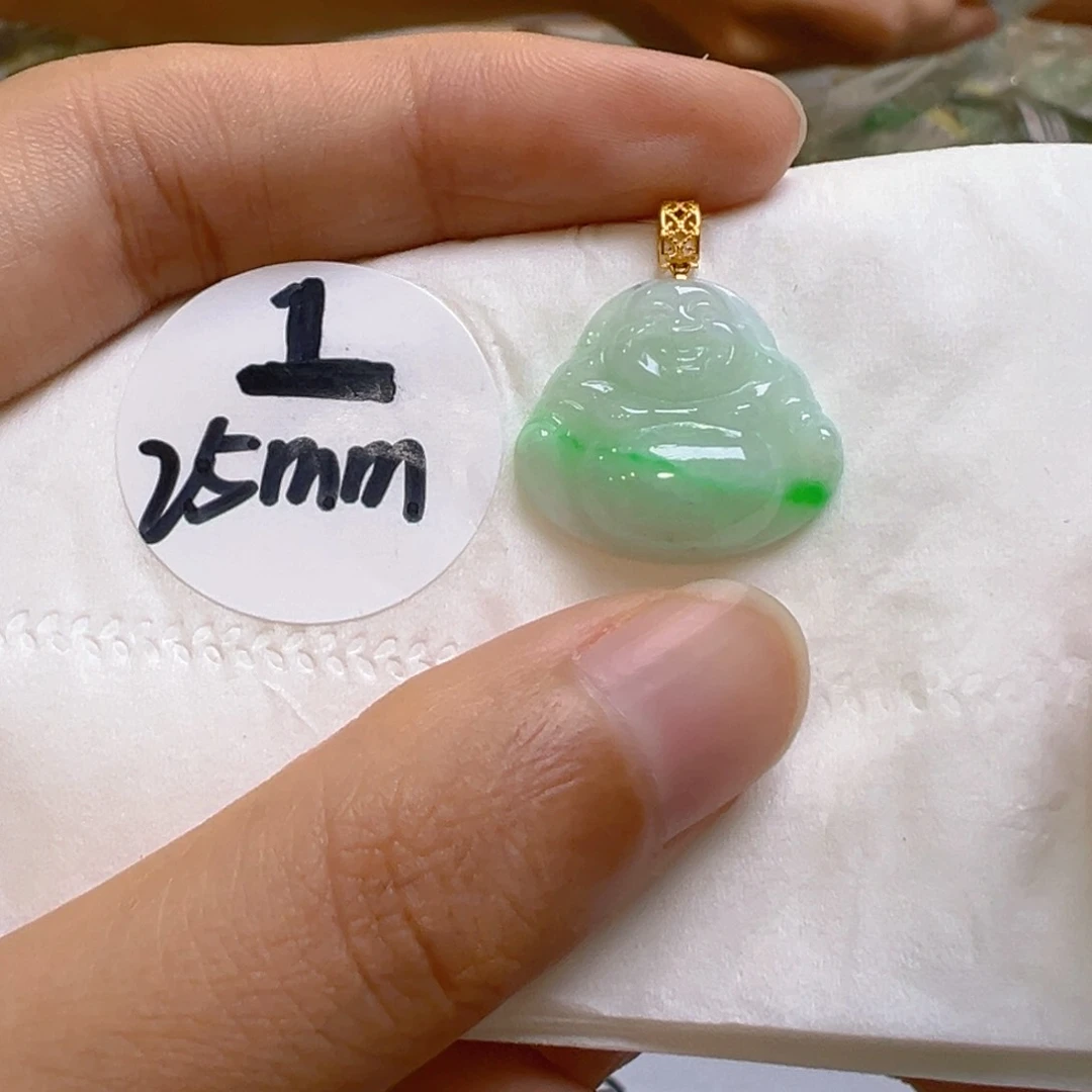 翡翠18K金镶嵌吊坠(不含链)翡翠