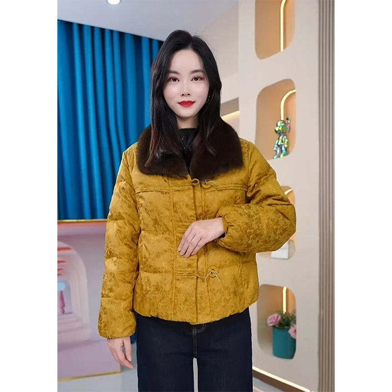 【JJ-Q390】2025年新款白鸭绒中国风保暖时尚气质款羽绒服