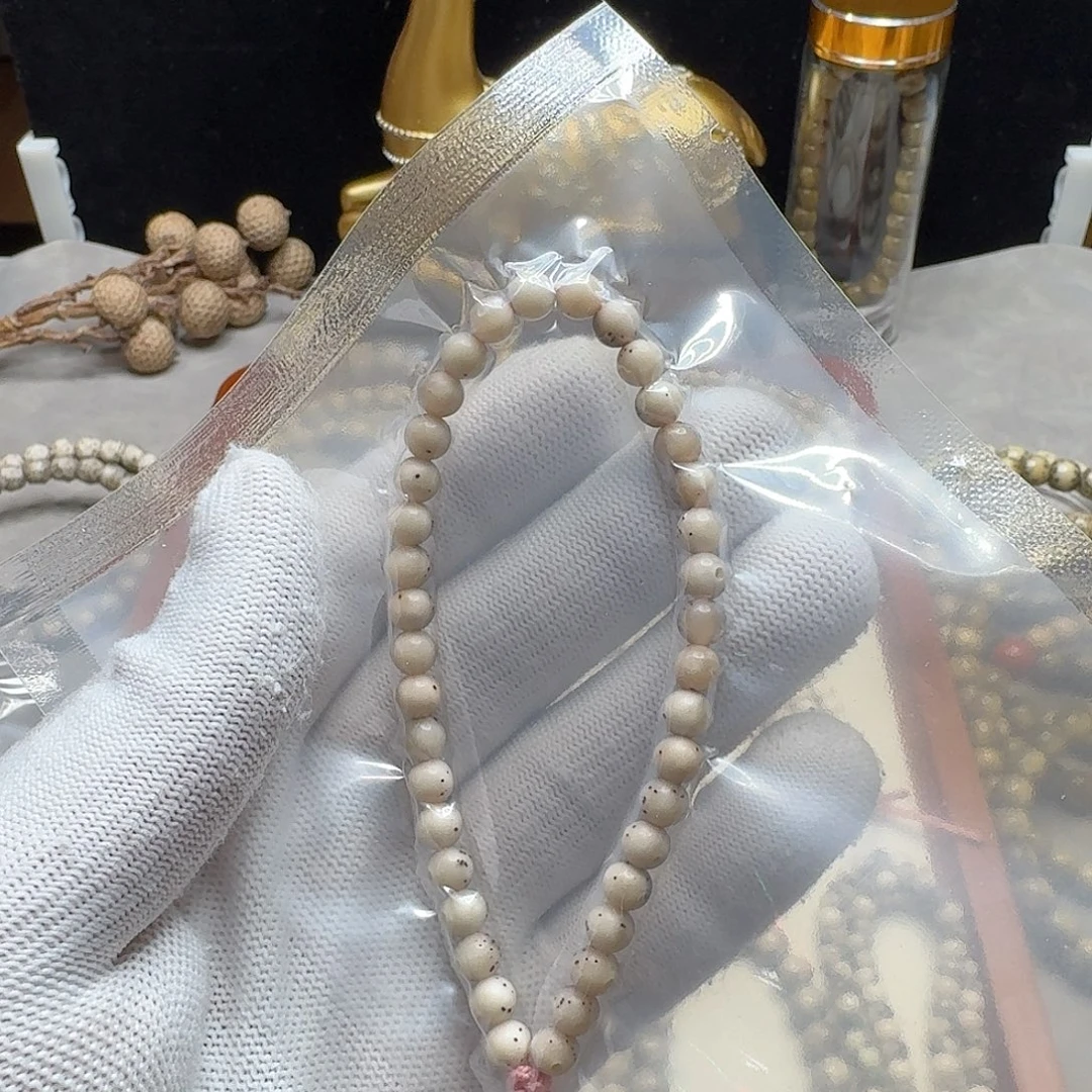 手串星月菩提石玉料6/6糯冰料通体留白小细星圆珠手持