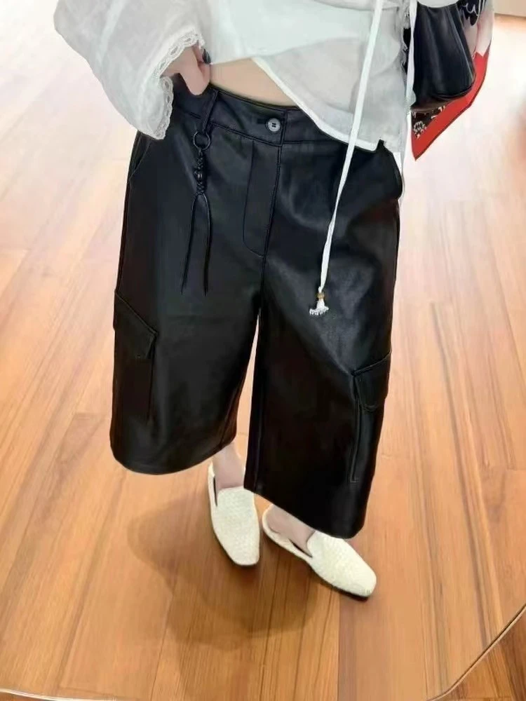 JY-65376#韩系高腰直筒百搭工装裤半松紧腰八分裤