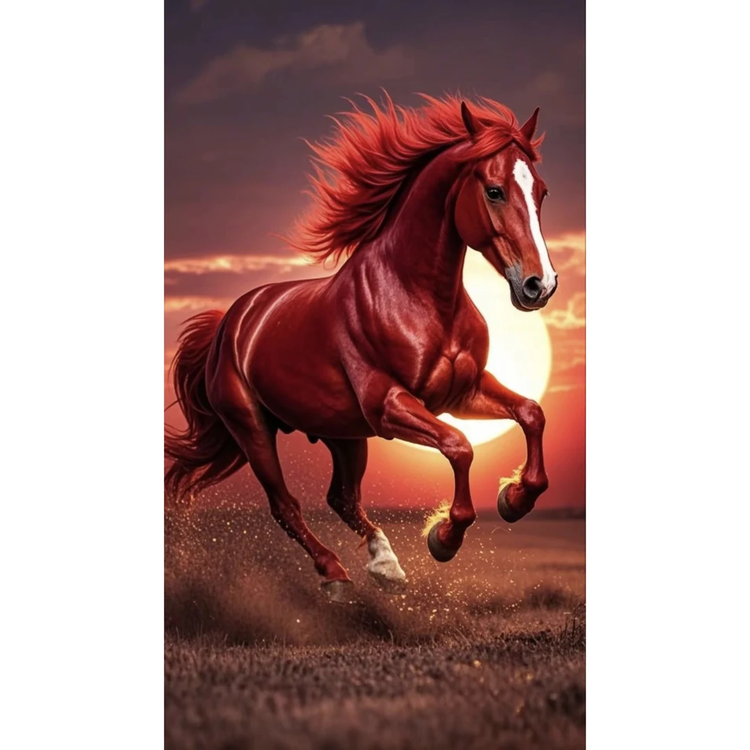 DMC十字绣十字绣花绣花-马到成功，红马瑞福十字绣线刺绣