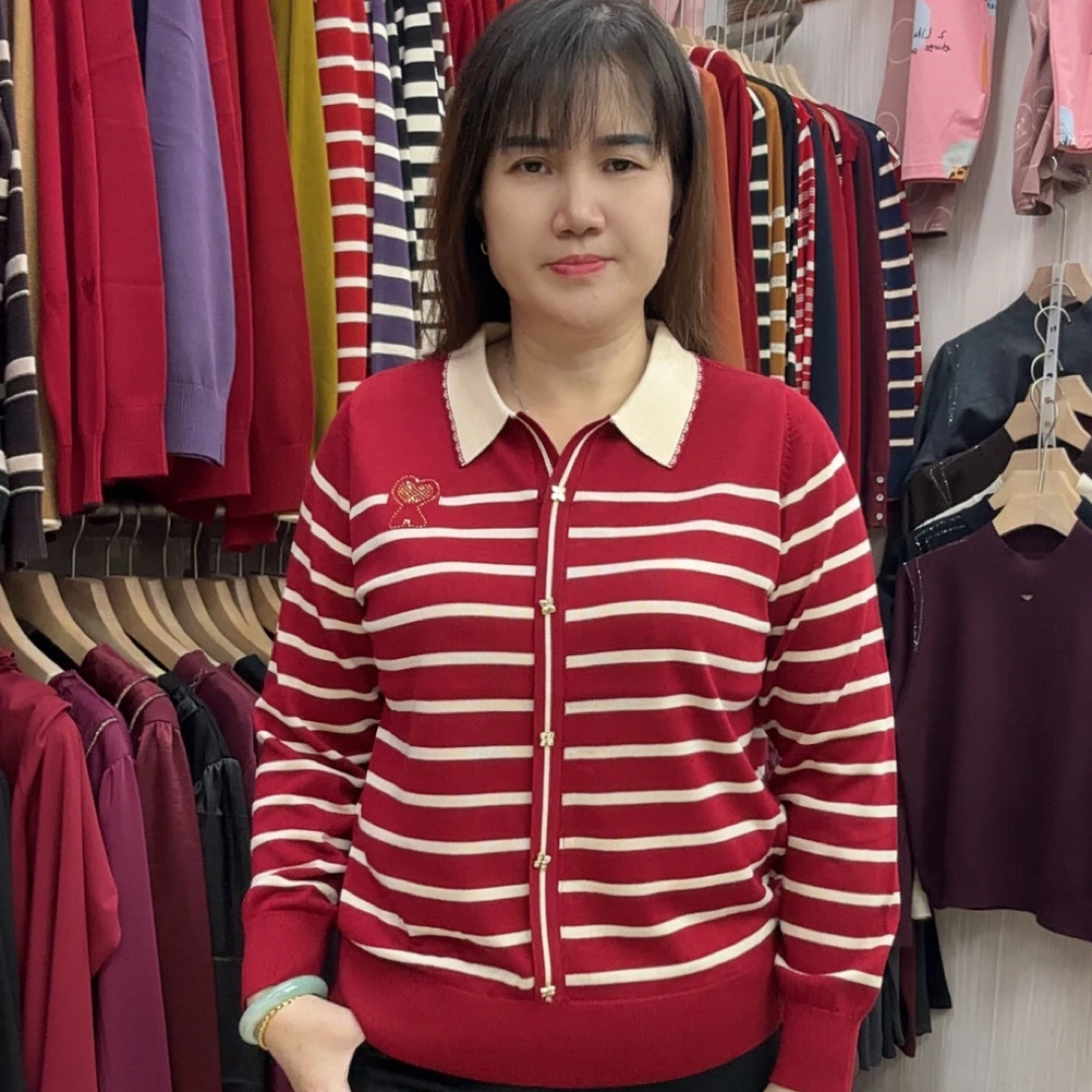 秋季爆款时尚休闲百搭条纹假开衫翻领长袖上衣586