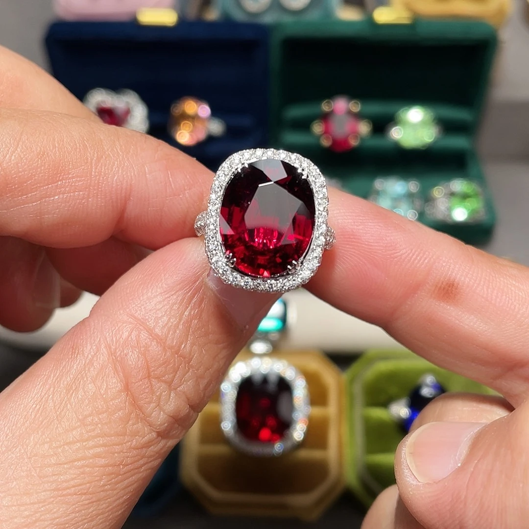 碧玺18K金镶嵌戒指9.05ct