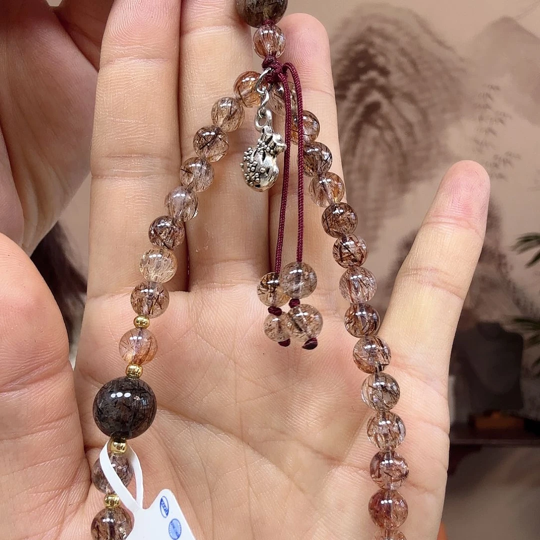 水晶手串未镶嵌黑金超