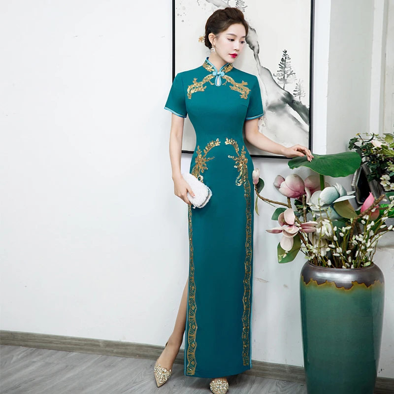 DouKox轻奢中式旗袍演出服舞台走秀大气2025年显瘦气质改良年轻款