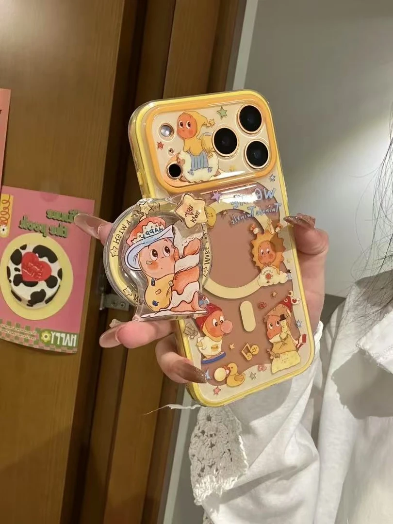 卡通磁吸吹泡泡星星人围边蜡烛适用iPhone17pro手机壳苹果16pro新