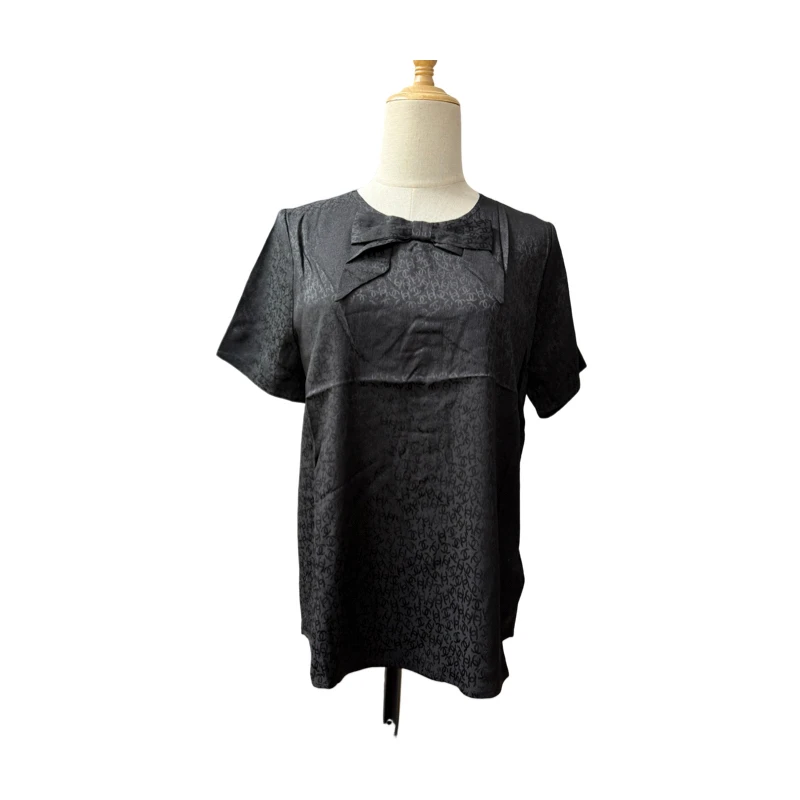 重磅桑蚕丝冠乐绉蝴蝶结上衣