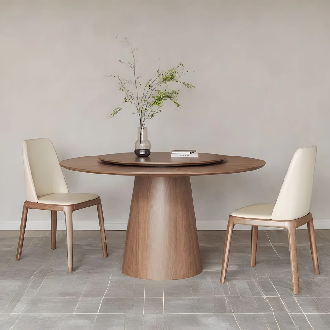 实木家用圆形客厅北欧餐桌可装卸转盘椅子餐厅岛台吃饭桌北欧餐桌