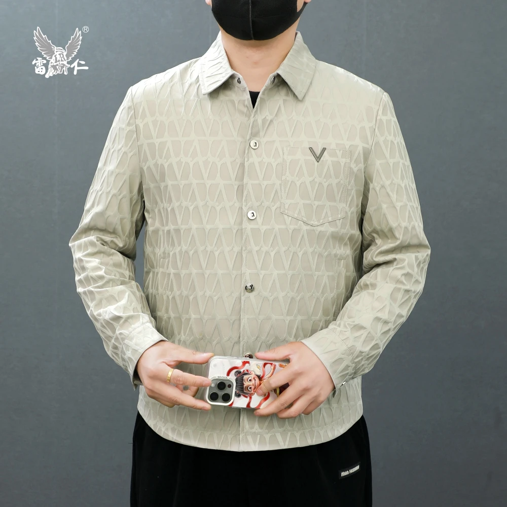 雷仁2025春秋男士高端时尚百搭长袖外套休闲翻领夹克男款LRB105