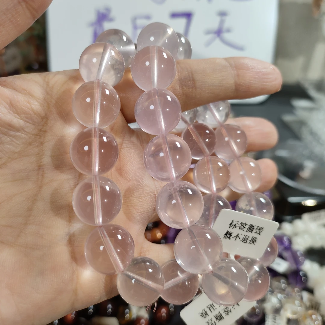 合金手链 天然莫桑比克星光粉水手链卡14mm