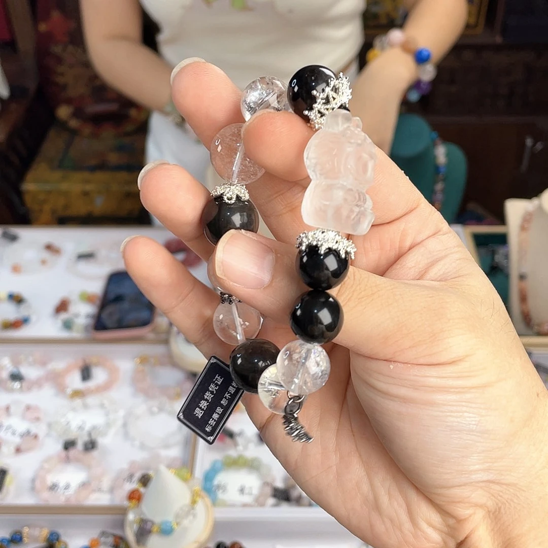 水晶手链银S925镀金镶嵌