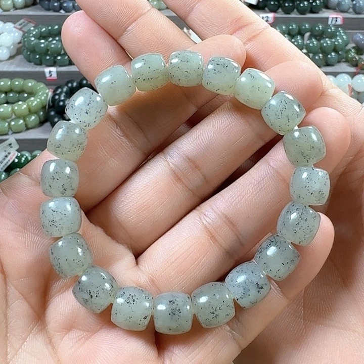 和田玉手链未镶嵌新疆青花直切卡10