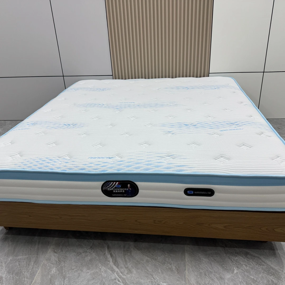 席梦思深睡家用透气冰丝面料【蓝白骑士2.0】独立袋装加粗弹簧床垫