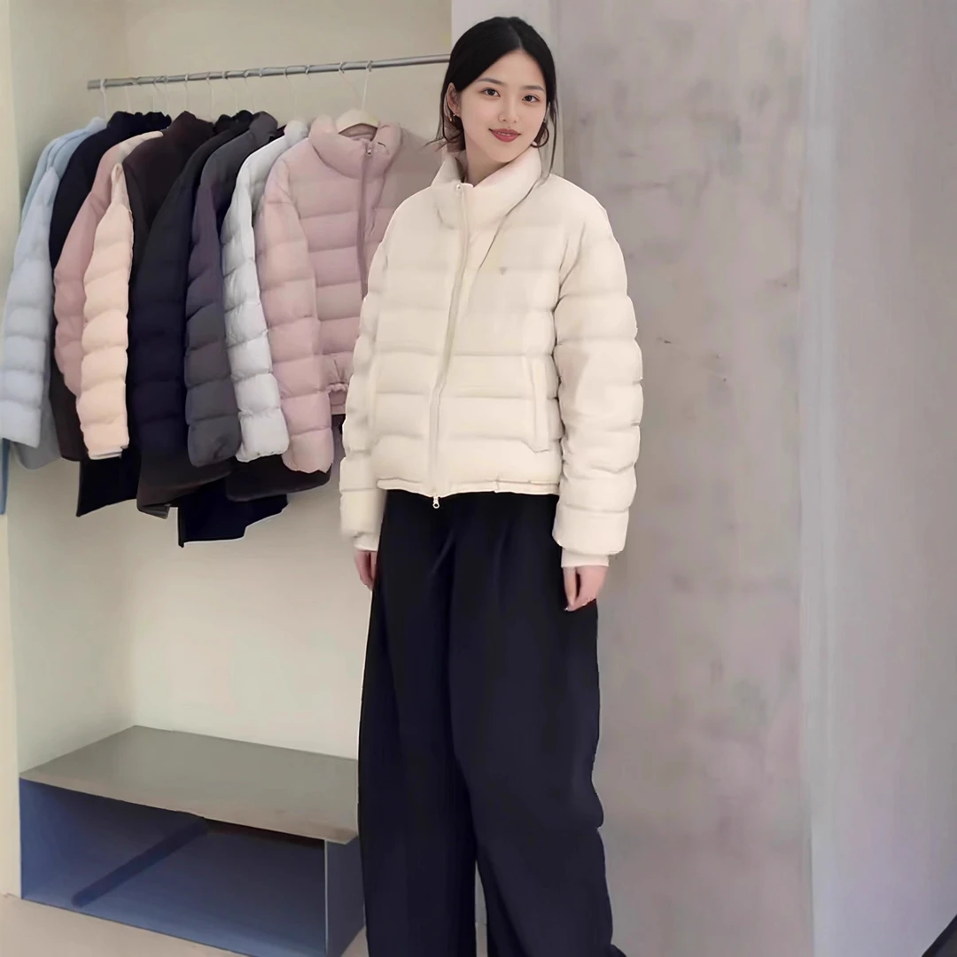 韩系立领纯色短款白鸭羽绒服女2025年冬季新款时尚休闲保暖羽绒外