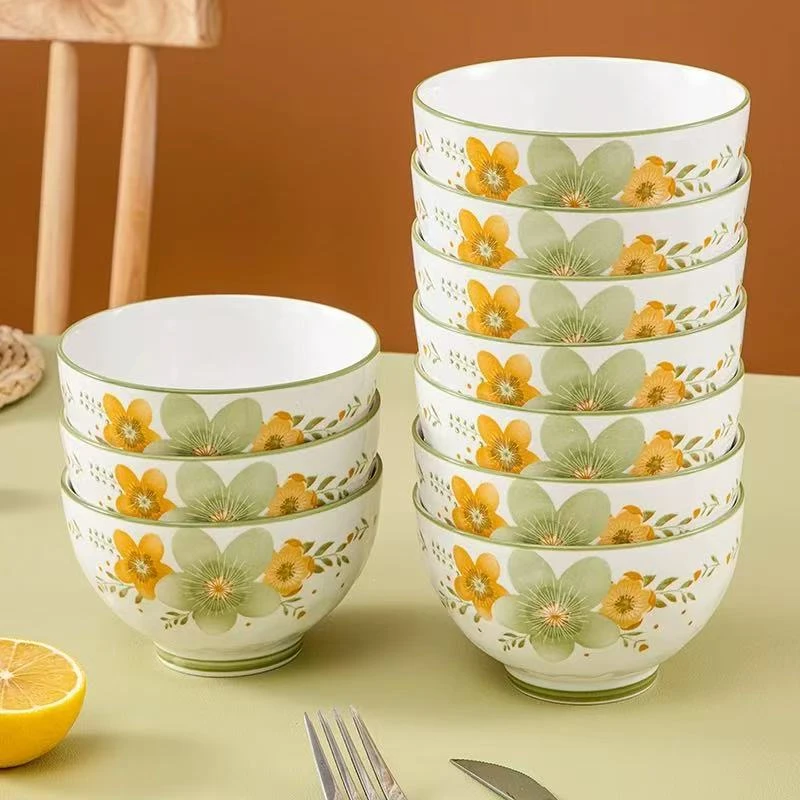 春色满园4.6寸米饭碗10个 高颜值米饭碗 釉下彩米饭碗