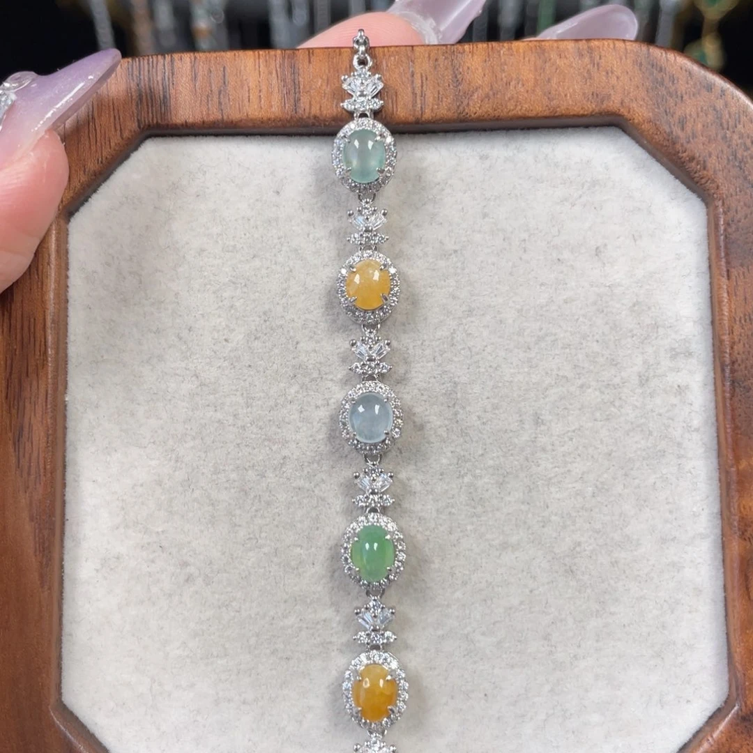 翡翠手链银S925镶嵌248880