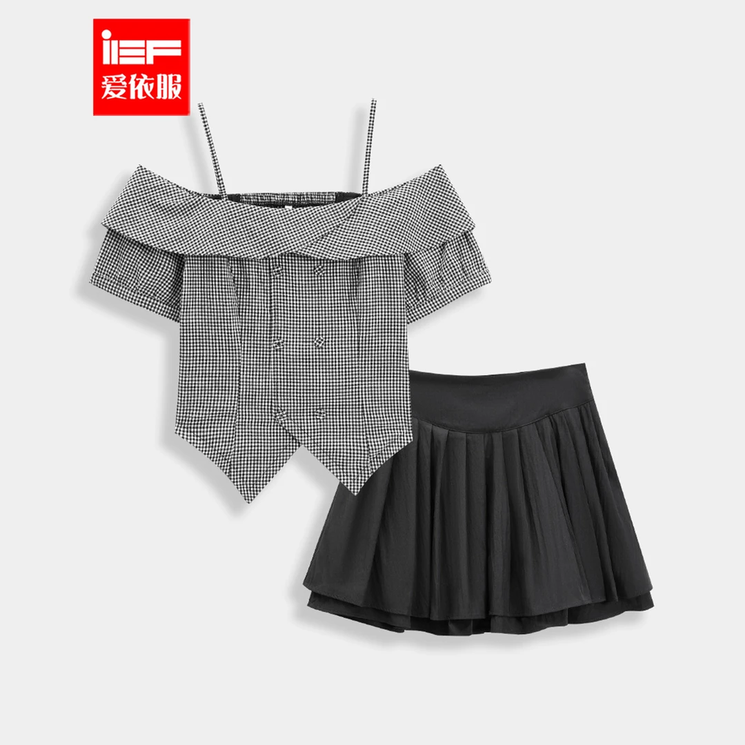 IEF/爱依服时尚套装2025夏季新款性感小女人气质设计感上下套裙