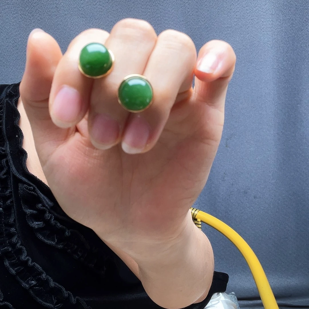 和田玉银S925镶嵌耳饰