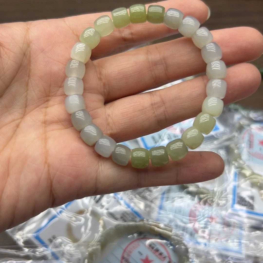 手链未镶嵌和田玉烟紫拼色直切卡8