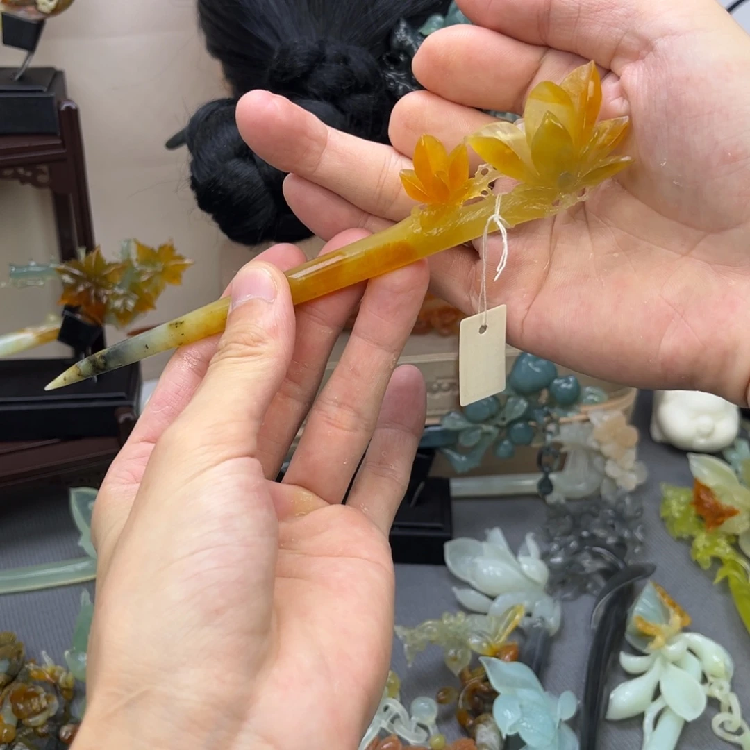 蛇纹石玉合金发饰