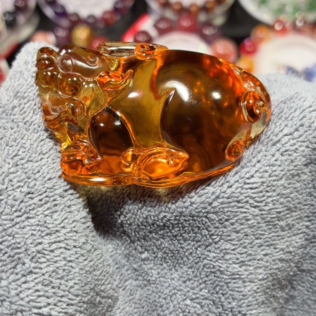 珠宝半成品水晶未镶嵌貔貅雕刻件