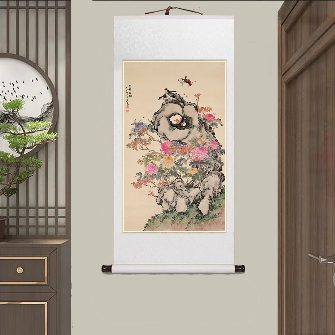 《富贵白头图》中式装饰画适用于客厅玄关走廊书房茶室