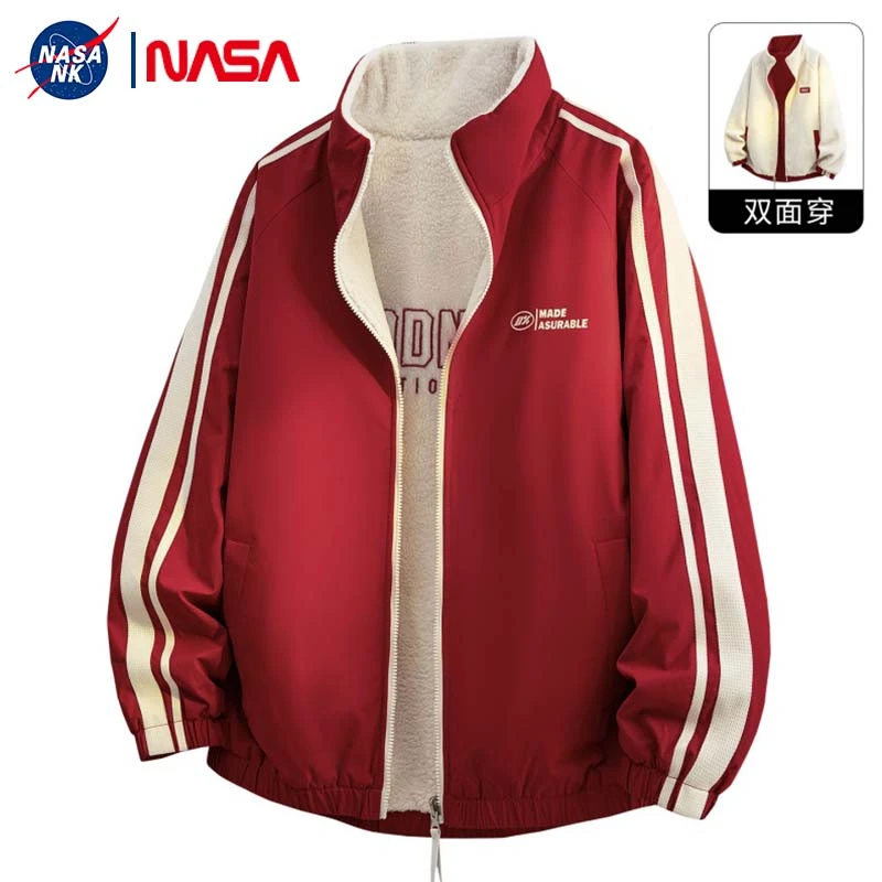 NASA联名秋冬季爆款港风夹克棉衣男士潮流百搭休闲双面穿棉服外套