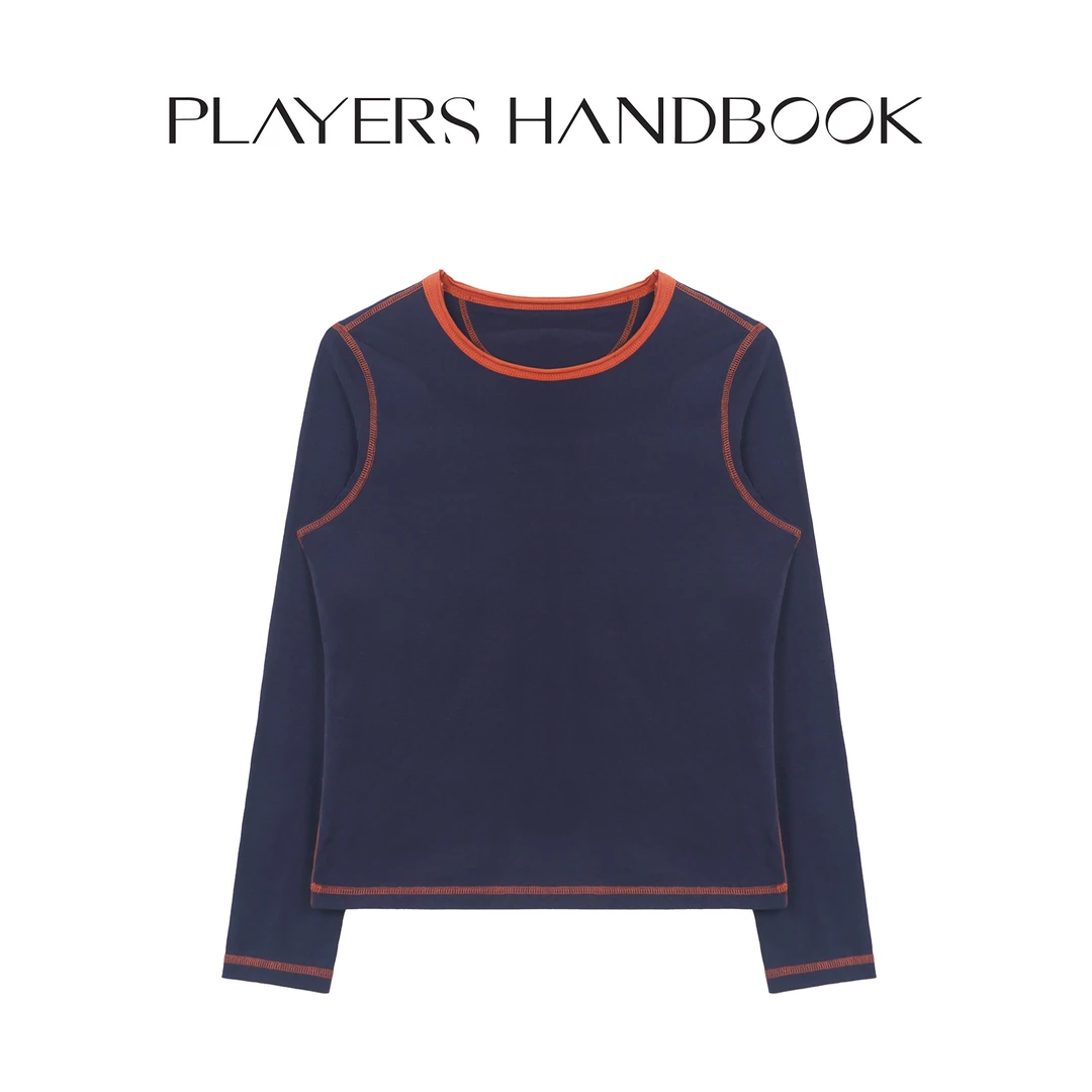 Players Handbook《蓝橙旧梦》美式复古潮流时尚撞色长袖T PH2523