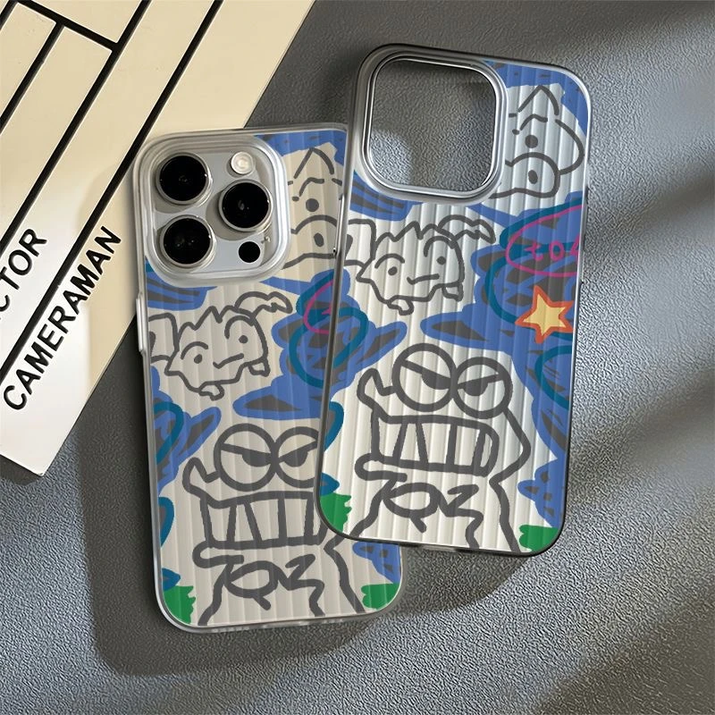 ZMGX卡通恐龙小新适用苹果16pro瓦楞纹手机壳iPhone15promax大孔