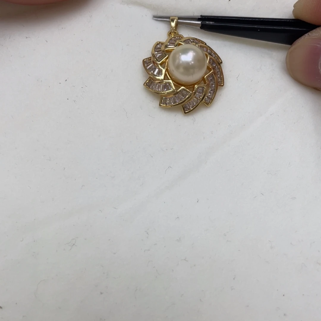 海水珍珠吊坠(不含链)银S925镶嵌