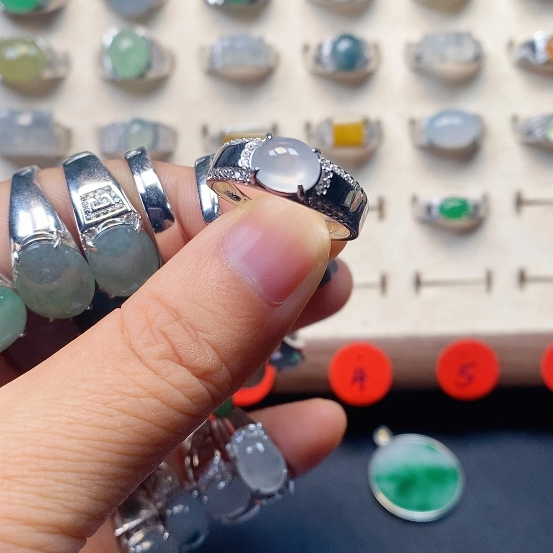 翡翠银S925镶嵌戒指