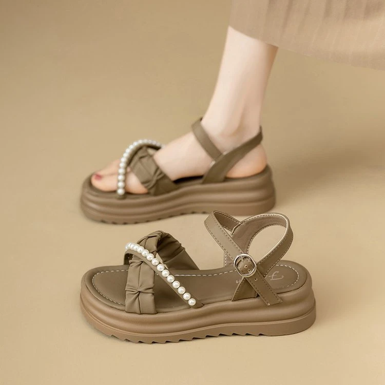 2025年夏季新款韩版ins风平底厚底外穿百搭松糕凉鞋女MZT K13